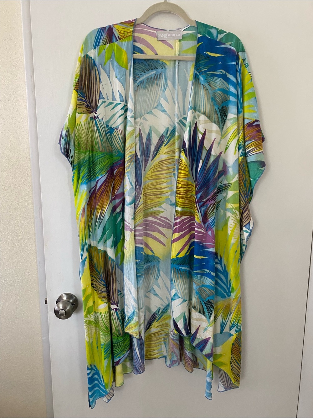 Jams World Kimono Duster Open Front Hawaiian Tropical Lightweight Breathable